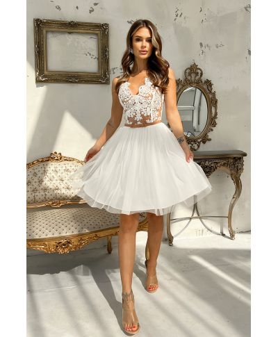 Abito corto elegante - In Tulle – Ecru - bianco