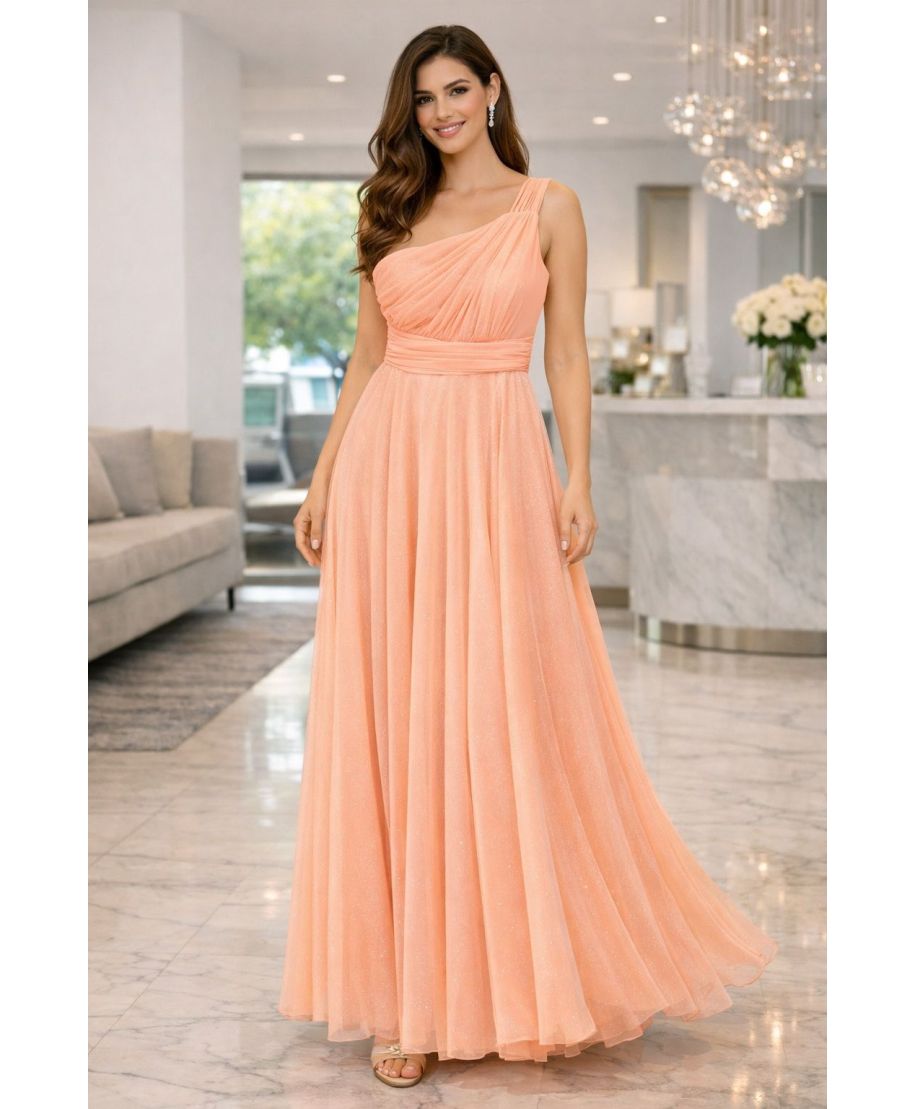 Vestito elegante monospalla rosa chiaro - Dorizia - Gogolfun.it