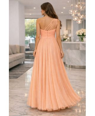 Vestito elegante monospalla rosa chiaro - Dorizia - Gogolfun.it