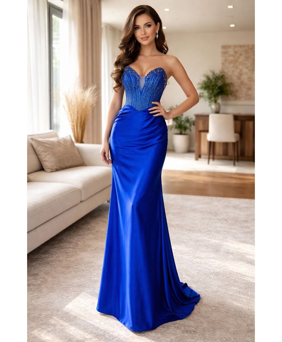 Abito da cerimonia a sirena blu cobalto - Cocca - Abiti da diciottesimo, testimone, damigelle - Gogolfun.it