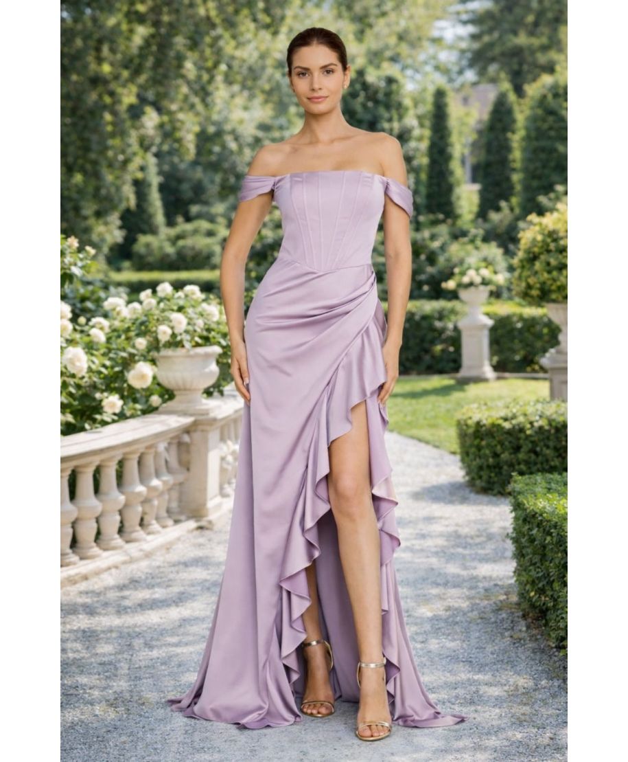 Vestito elegante da cerimonia lilla - Mistero - Vestiti da cerimonia online - Gogolfun.it