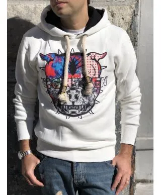 Felpa con cappuccio, bianca