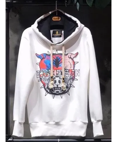 Felpa con cappuccio, bianca