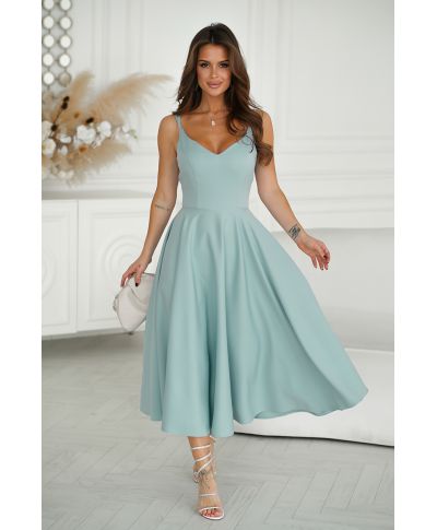 Abito midi con doppie spalline sottili – Colore salvia