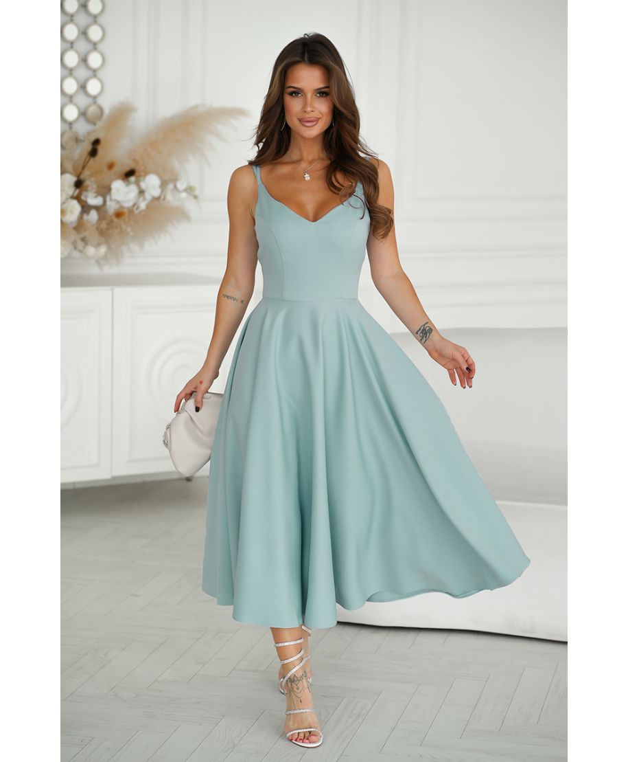 Abito midi con doppie spalline sottili – Colore salvia