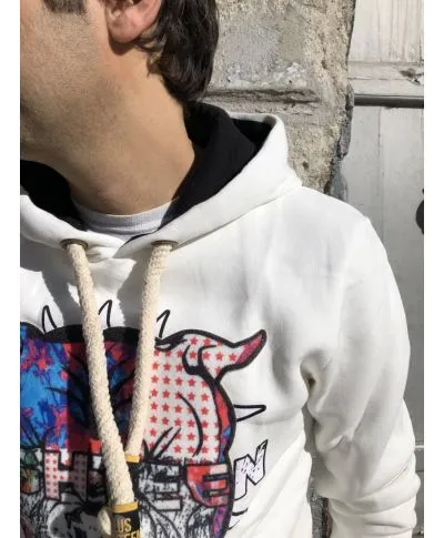 Felpa con cappuccio, bianca