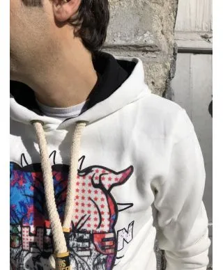 Felpa con cappuccio, bianca