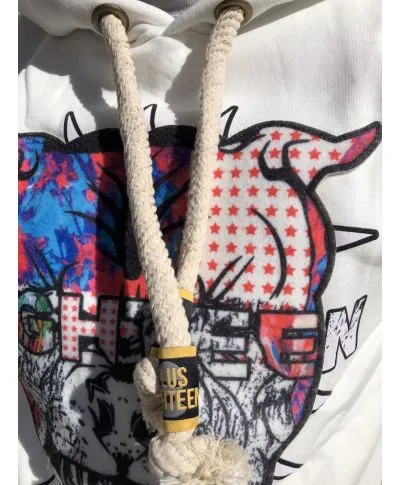 Felpa con cappuccio, bianca