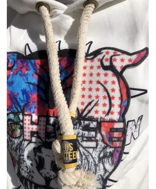 Felpa con cappuccio, bianca