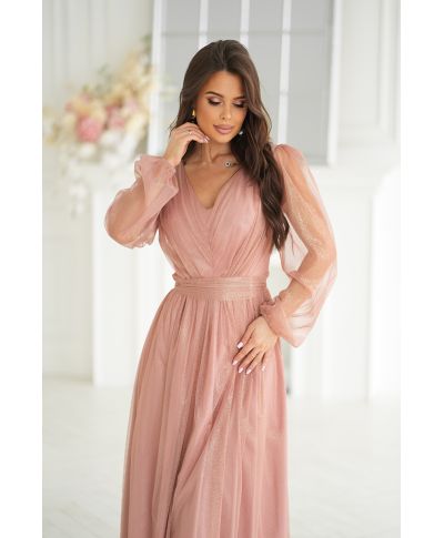 Abito donna - Con manichetta in tulle – Nudo