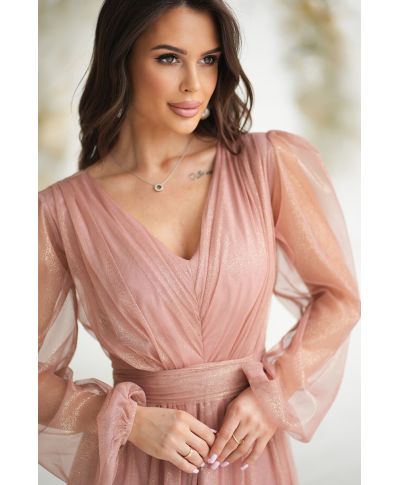 Abito donna - Con manichetta in tulle – Nudo