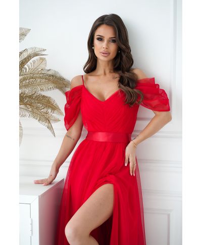 Vestito lungo elegante - In tulle – Rosso