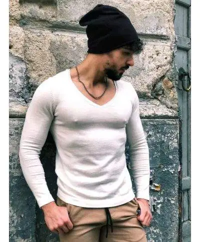 Maglia uomo - Manica lunga - scollo V profondo