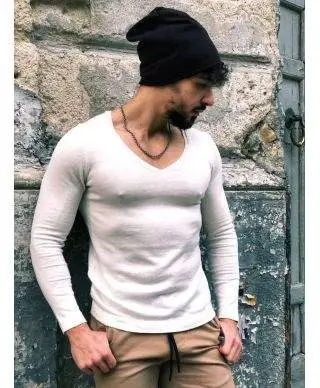 Maglia uomo - Manica lunga - scollo V profondo