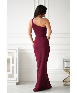Vestito lungo elegante a sirena, bordeaux - Julia