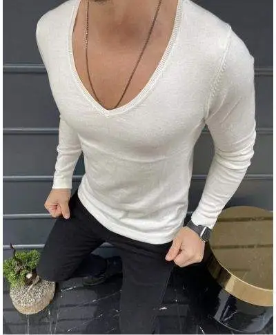 Maglia uomo - Manica lunga - scollo V profondo