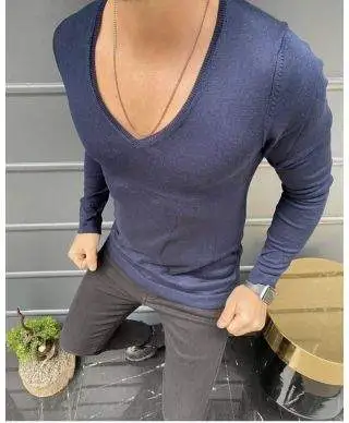 Maglia uomo - Manica lunga - scollo V profondo