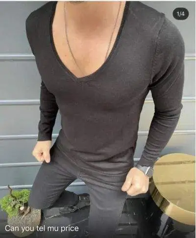 Maglia uomo - Manica lunga - scollo V profondo