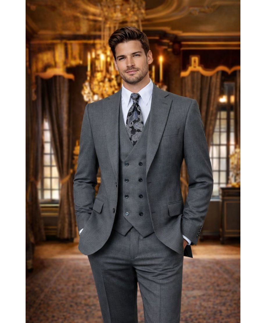 Abito Uomo grigio con Gilet doppiopetto - Fiorenzuola - Cerimonia uomo online - Gogolfun.it