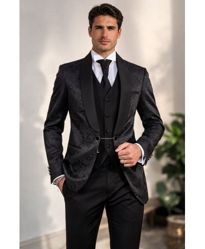 Smoking uomo damascato con gilet - Damasco - Smoking uomo - Gogolfun.it