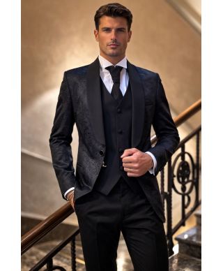 Smoking uomo damascato con gilet - Damasco - Smoking uomo - Gogolfun.it