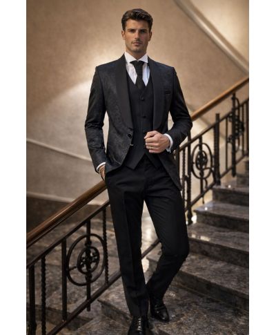 Smoking uomo damascato con gilet - Damasco - Smoking uomo - Gogolfun.it