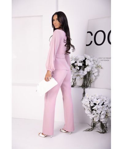 Elegante completo con pantaloni rosa cipria - Rozalia - Gogolfun.it