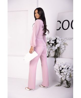 Elegante completo con pantaloni rosa cipria - Rozalia - Gogolfun.it