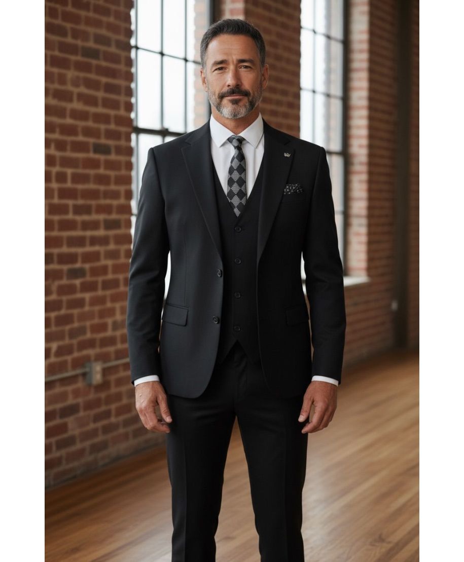 Abito uomo con gilet, colore nero