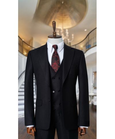 Abito uomo nero, Monaco - Gilet doppiopetto