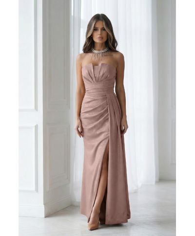 Vestito da cerimonia Oro - Scollatura Geometrica - Oriana