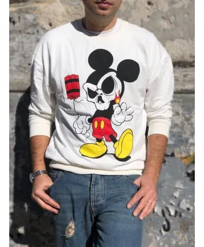 Felpa, girocollo bianco con mickey mouse