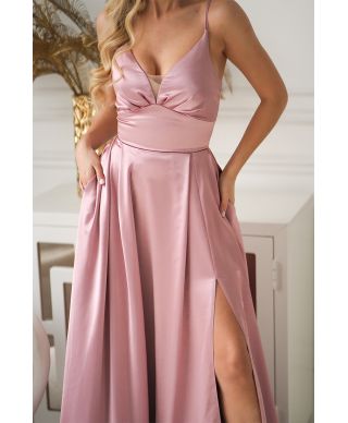 Vestito Lungo da Sera Rosa in Satin Lucente – Eleganza da Favola - Ravenna