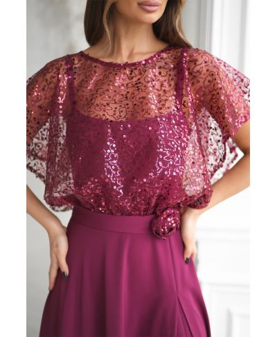 Abito lungo elegante bordeaux - ELEONORA