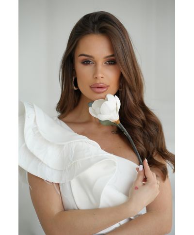 Abito elegante, lungo – Mono spalla - Colore  Ecru