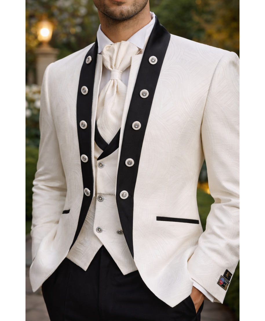 Abito sposo bianco con gilet - Simon - Abiti da sposo economici - Gogolfun.it