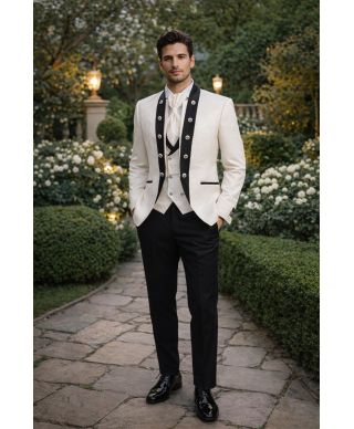 Abito sposo bianco con gilet - Simon - Abiti da sposo economici - Gogolfun.it