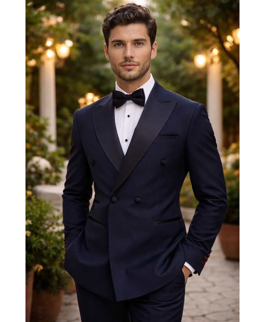 Smoking uomo con gilet, blu - Jacob - Abiti e smoking particolari - Gogolfun.it