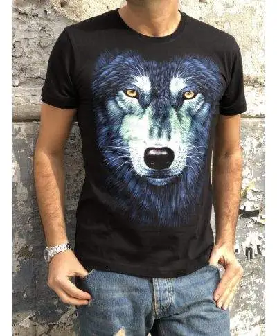 T shirt, glow in the dark, disegno Wolf 1