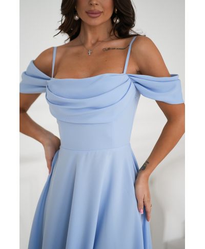 Abito midi elegante in Raso - Scollo Morbido e Spalline scorrevoli