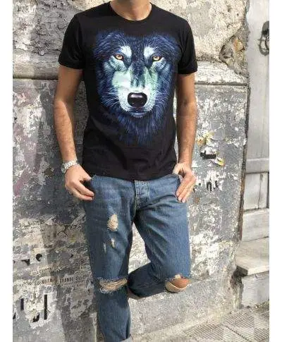 T shirt, glow in the dark, disegno Wolf 1