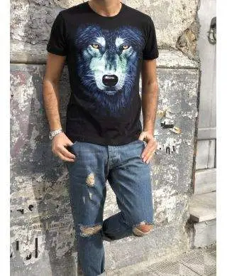 T shirt, glow in the dark, disegno Wolf 1