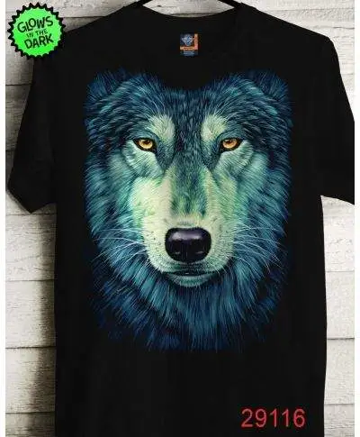 T shirt, glow in the dark, disegno Wolf 1