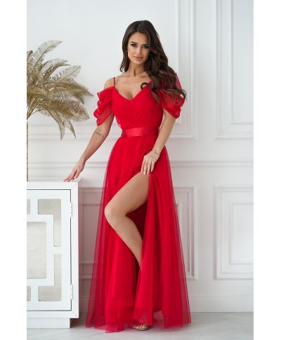 Vestito lungo elegante - In tulle – Rosso