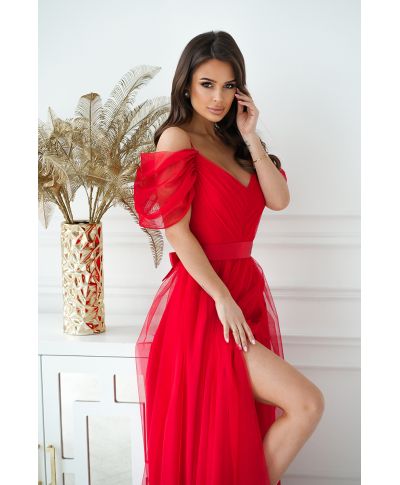 Vestito lungo elegante - In tulle – Rosso