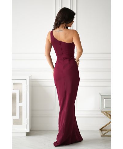 Vestito lungo elegante a sirena, bordeaux - Julia