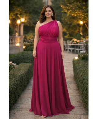 Abito da cerimonia monospalla, tg curvy - Chantal - Abiti taglie comode - Gogolfun.it