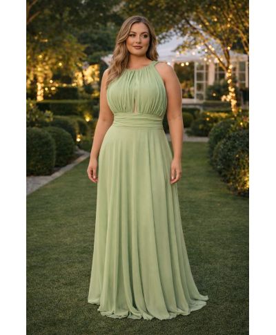 Abito da cerimonia verde, curvy - Nicoletta - Abiti tg curvy - Gogolfun.it