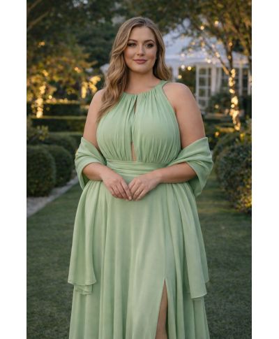 Abito da cerimonia verde, curvy - Nicoletta - Abiti tg curvy - Gogolfun.it