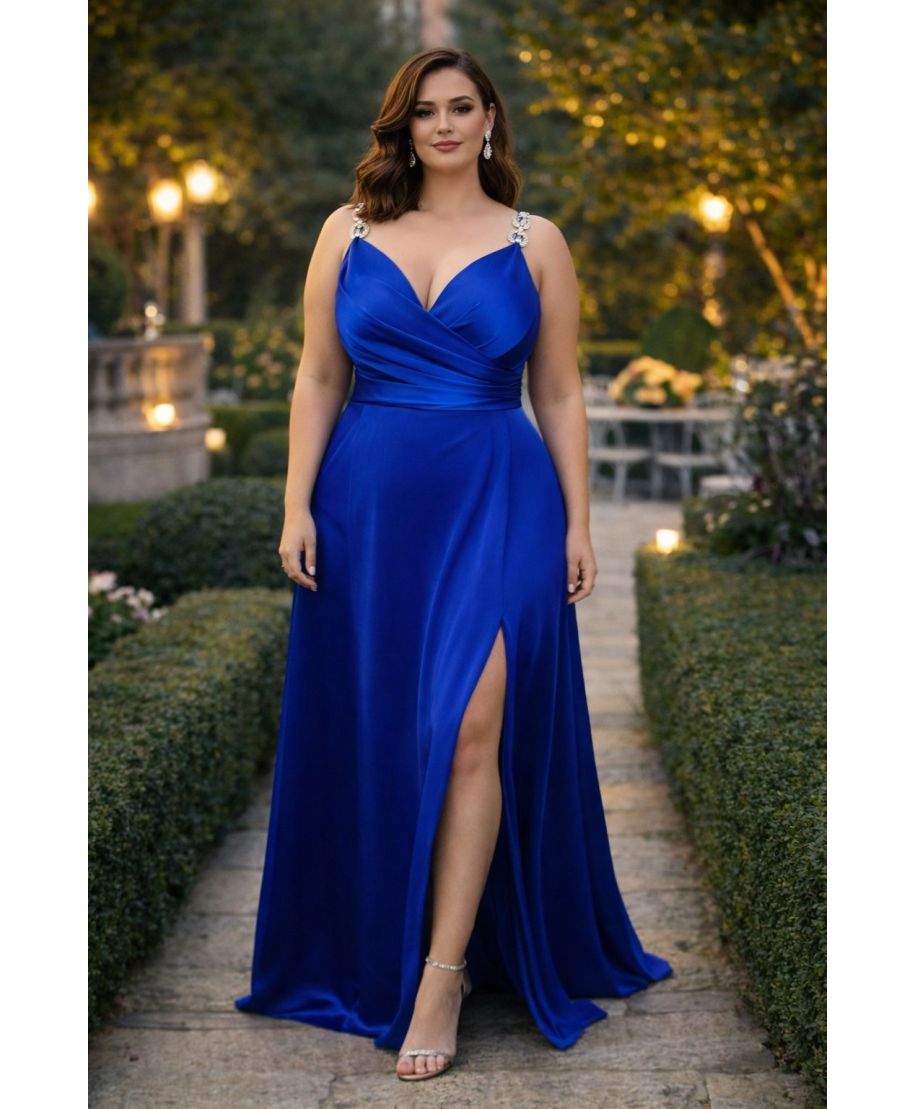 Abito da cerimonia blu cobalto, tg curvy - Zosia - Abiti da cerimonia taglie comode - Gogolfun.it